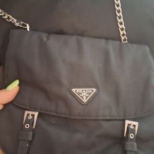 Prada Authentic Black Crossbody Bag with Silver Accents